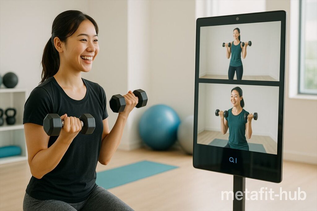 トレーニングを楽しむ女性の姿