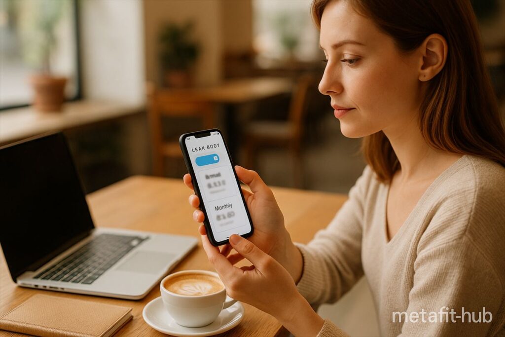 LEAN BODYの料金やプランを確認する女性のイメージ画像