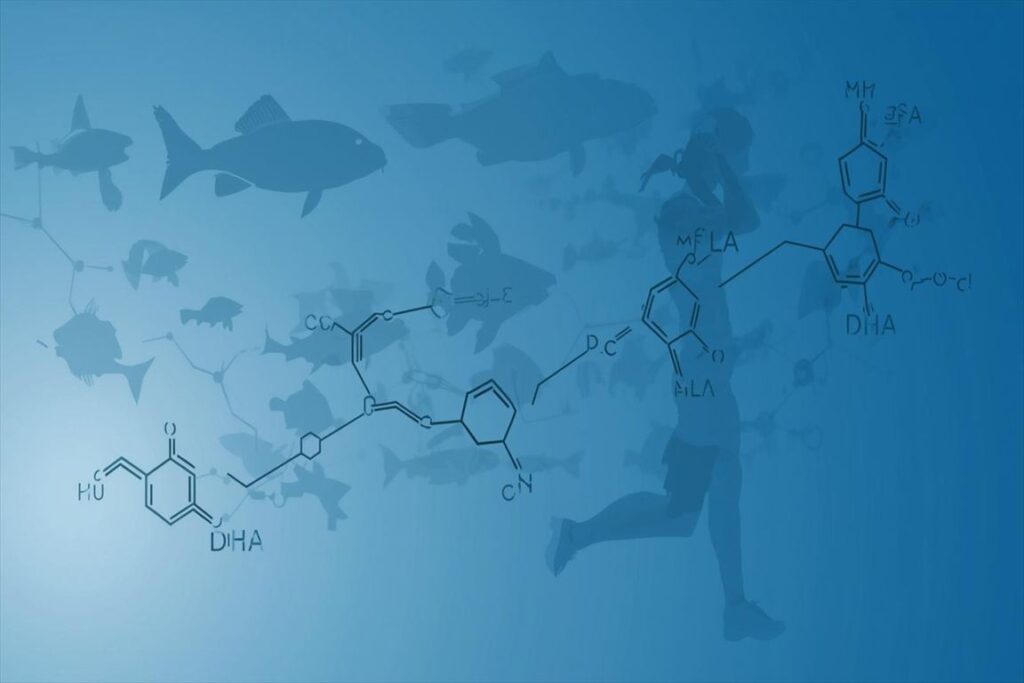 オメガ3の抗炎症メカニズムを科学的に説明するシーン
