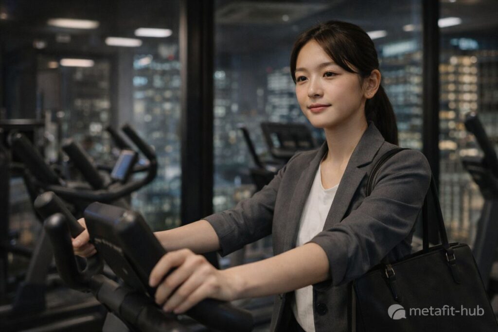 短時間の筋トレで頭がスッキリし、集中しやすくなった様子のイメージ