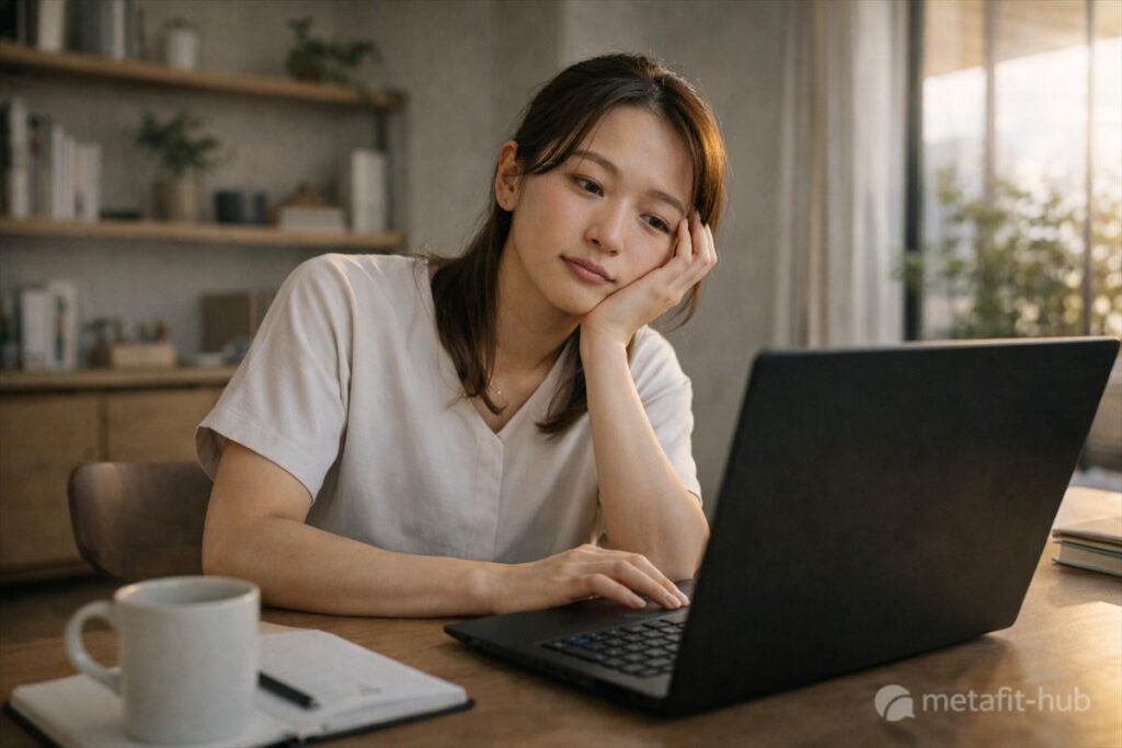 仕事や作業で集中力が落ち、疲れを感じている人のイメージ画像