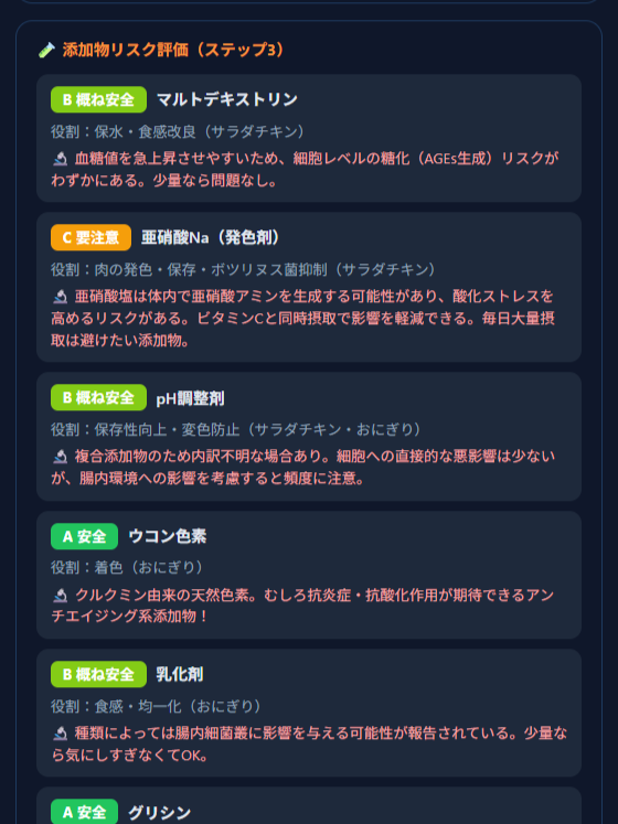 食品チェッカーAI 添加物評価