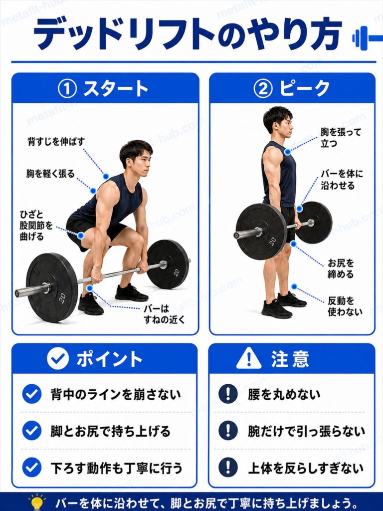 デッドリフトのやり方を解説する筋トレ種目ガイド画像