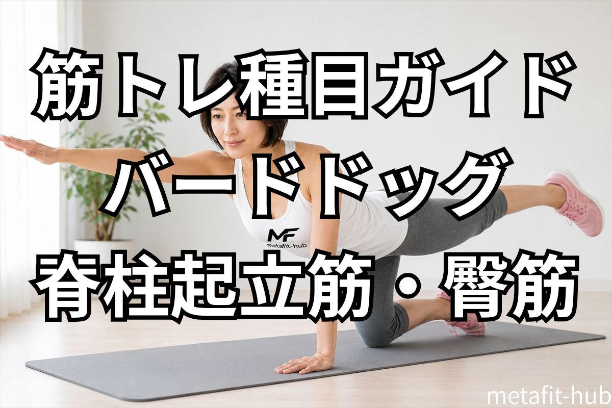スタジオでバードドッグを行う女性アイキャッチ