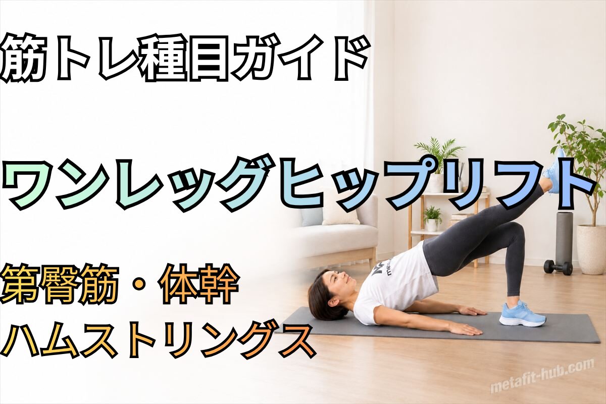 チョコザップ種目ガイドのワンレッグヒップリフトを紹介するアイキャッチ画像